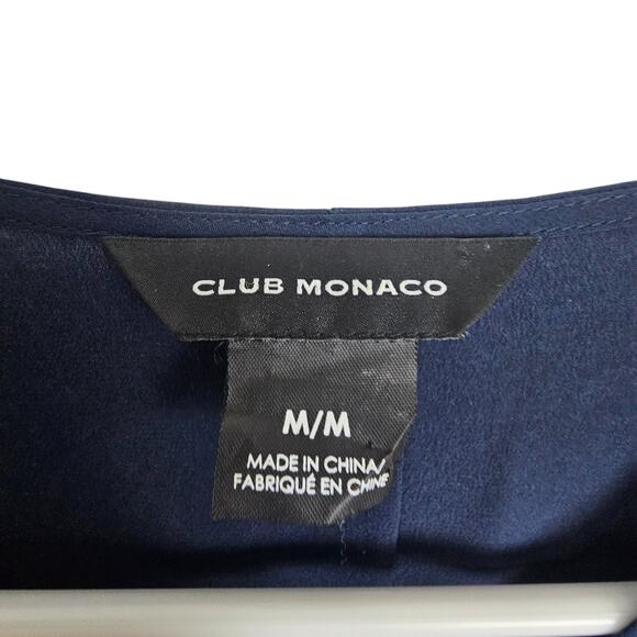 Club Monaco Blouse Silk Blouse Women M Blue Long Sleeve Blouse Women Silk Top - Picture 6 of 8